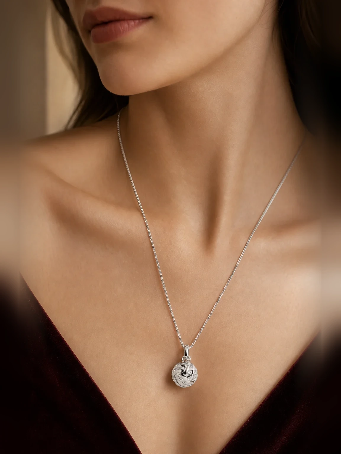 Volleyball Necklace shown as worn