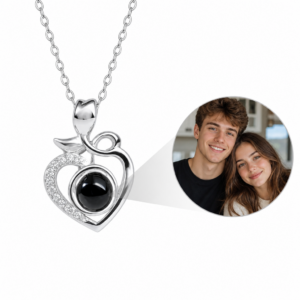 Personalized Tulip Heart Photo Projection Necklace
