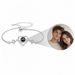 Personalized Pavé Heart Photo Projection Bracelet