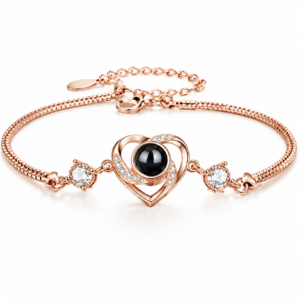 パーソナライズ Pavé Heart Photo Projection Bracelet