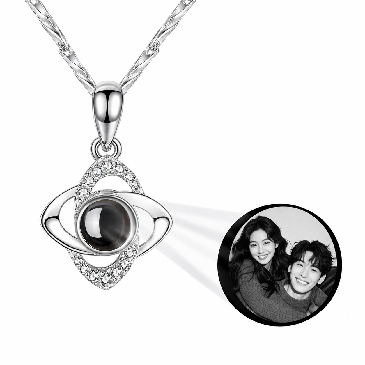 Four Leaf Clover Photo Projection Necklace