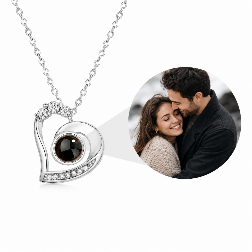 Personalized Irregular Heart Projection Photo Necklace