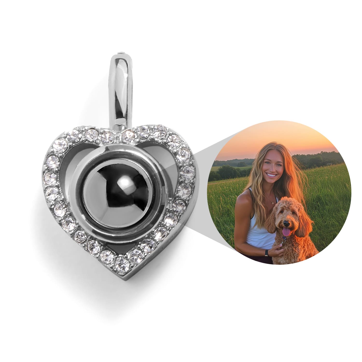 パーソナライズ Pavé Heart Photo Charm