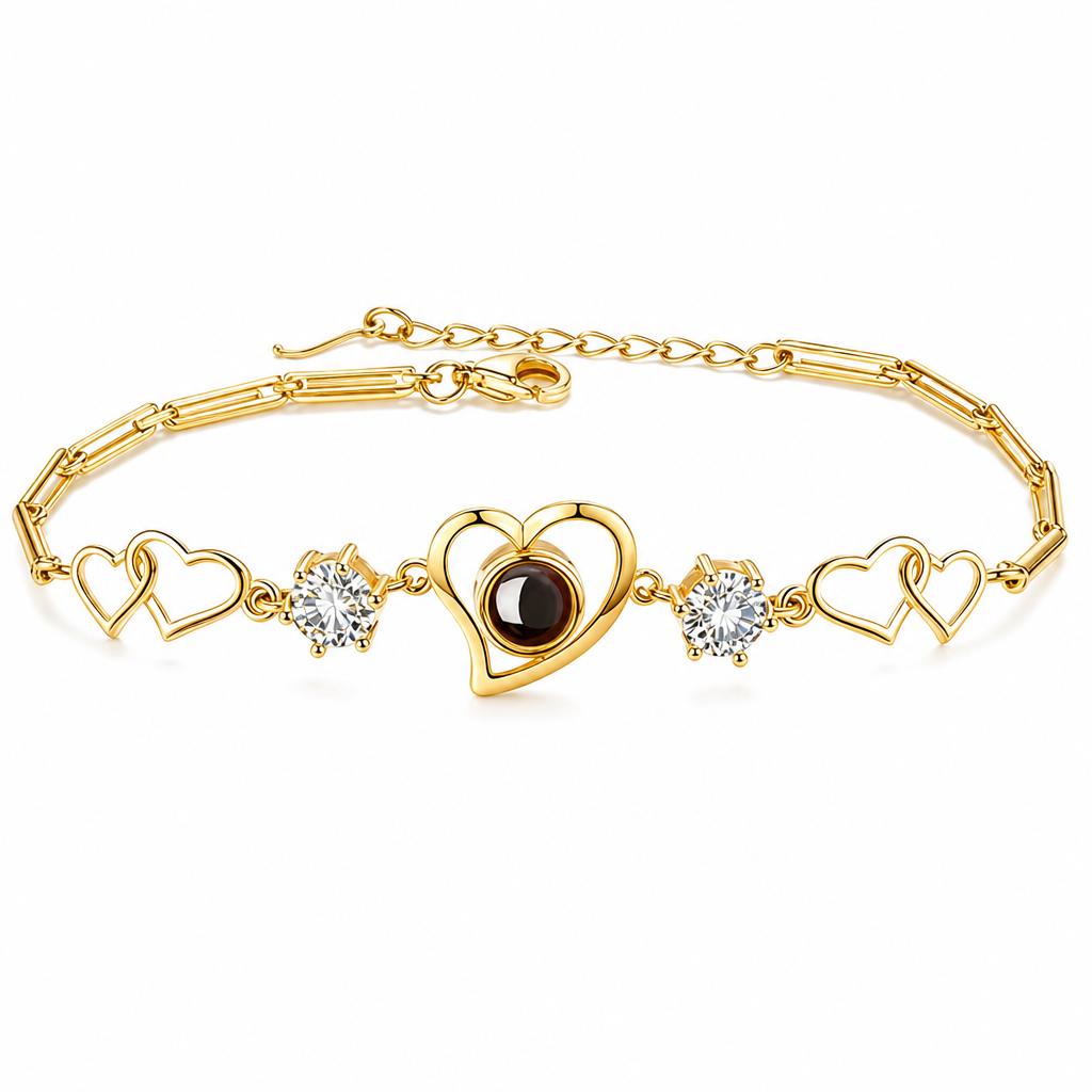 Slanted Heart Projection Bracelet