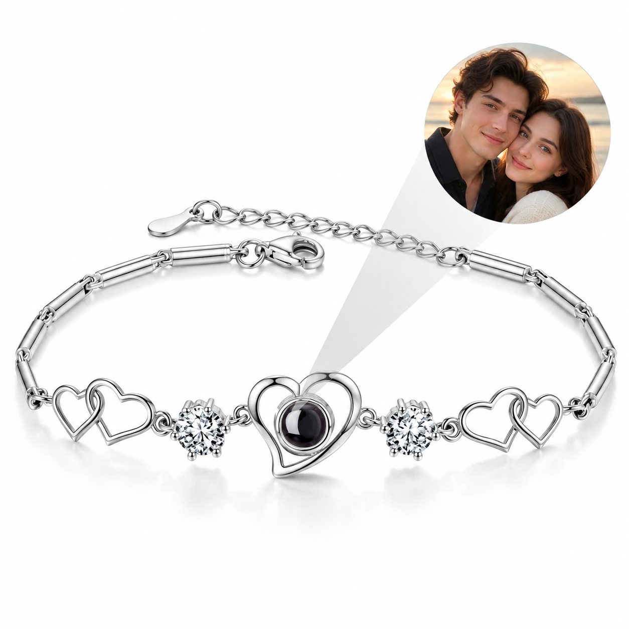 Slanted Heart Projection Bracelet